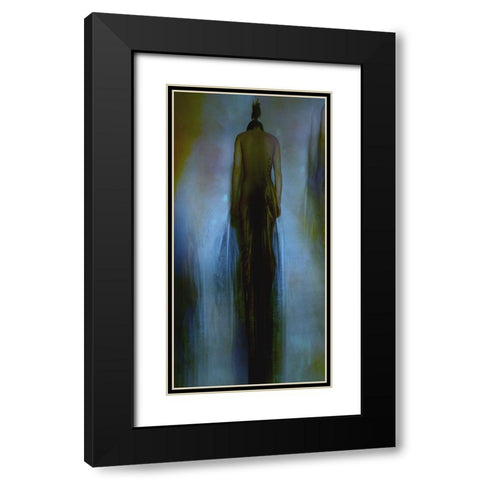 Blue Black Modern Wood Framed Art Print with Double Matting by Mest, Olga
