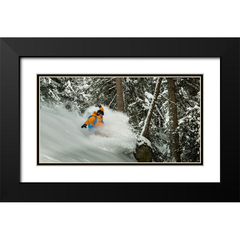 Stylish Through The Woods With Jurgen Black Modern Wood Framed Art Print with Double Matting by Verbiest, Eric