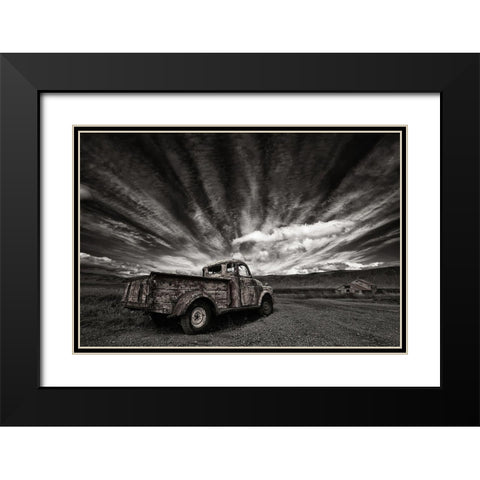 Old Truck (Mono) Black Modern Wood Framed Art Print with Double Matting by H. Ingibergsson, Torsteinn