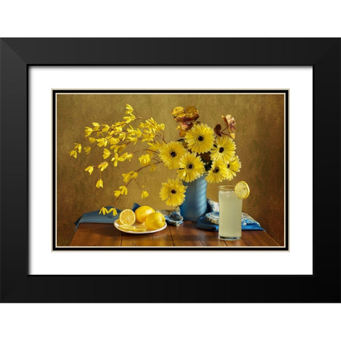 SummerS Quench Black Modern Wood Framed Art Print with Double Matting by Hewson, Darlene