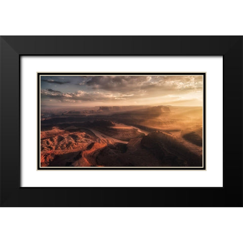 Light Blades Black Modern Wood Framed Art Print with Double Matting by Colella, Rene