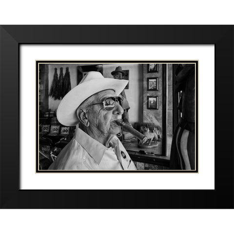 Homme Avec Cigare Black Modern Wood Framed Art Print with Double Matting by Liviero, Tony