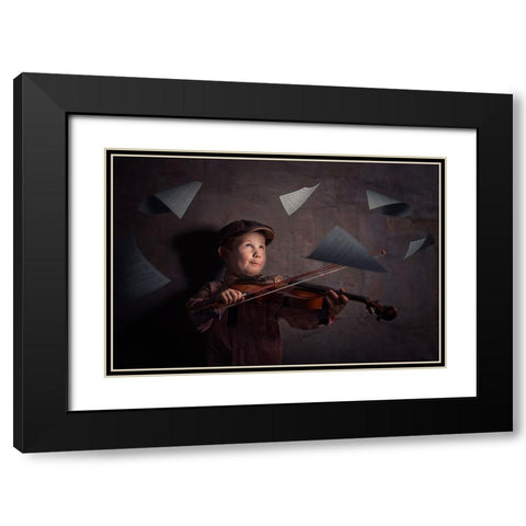 The Magic Of Music Black Modern Wood Framed Art Print with Double Matting by Vrican, Adrian