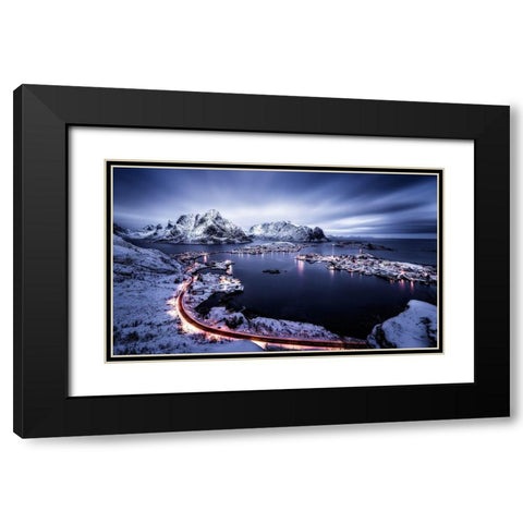 Reine Blue Hour Black Modern Wood Framed Art Print with Double Matting by De La, Javier
