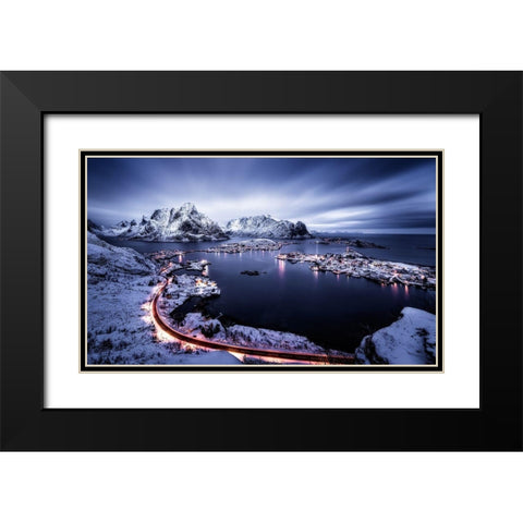 Reine Blue Hour Black Modern Wood Framed Art Print with Double Matting by De La, Javier