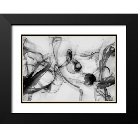 Scream Black Modern Wood Framed Art Print with Double Matting by Ikeda, Keisuke