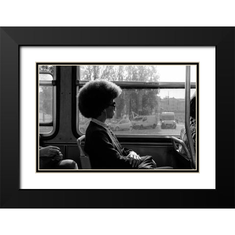 Milano Streets Black Modern Wood Framed Art Print with Double Matting by Tonti, Carlo