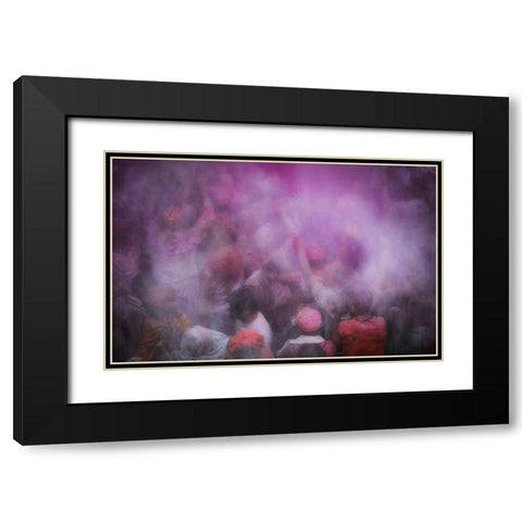 Blurry Holi Black Modern Wood Framed Art Print with Double Matting by Vichaya