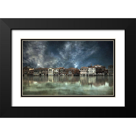 Reflections In Venice Black Modern Wood Framed Art Print with Double Matting by Bautista., Nieves