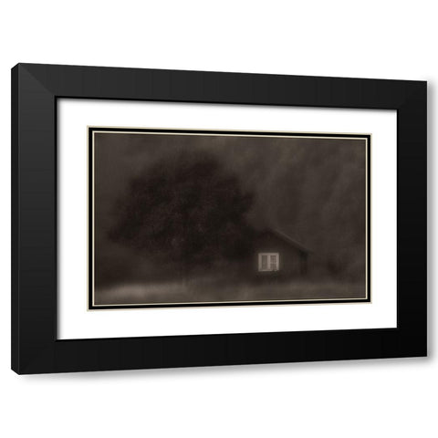 The Little Cottage In The Woods Black Modern Wood Framed Art Print with Double Matting by Wallberg, Allan