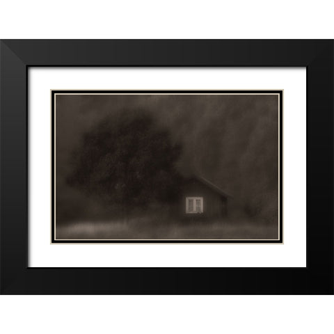 The Little Cottage In The Woods Black Modern Wood Framed Art Print with Double Matting by Wallberg, Allan