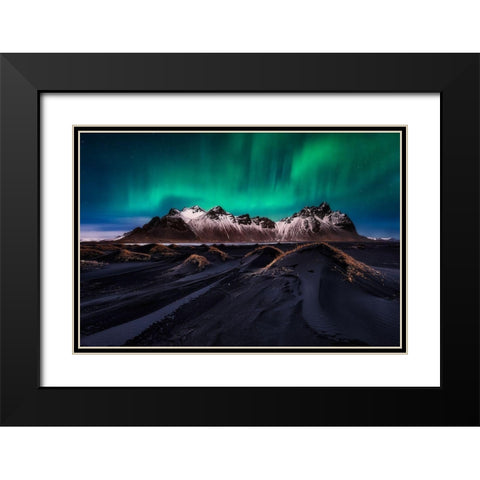 Enchanted Stokksnes Black Modern Wood Framed Art Print with Double Matting by De La, Javier