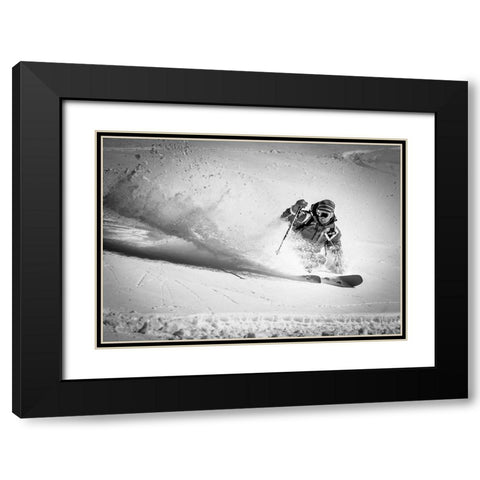 Henri Making A Powder Turn... Black Modern Wood Framed Art Print with Double Matting by Verbiest, Eric