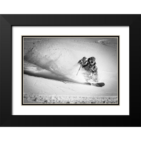 Henri Making A Powder Turn... Black Modern Wood Framed Art Print with Double Matting by Verbiest, Eric