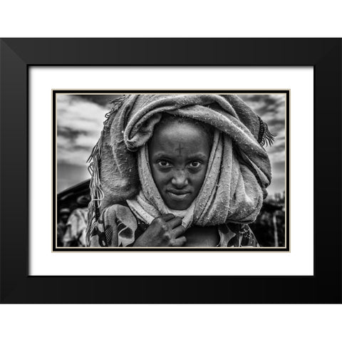 Ethiopian Girl Black Modern Wood Framed Art Print with Double Matting by Inazio Kuesta, Joxe