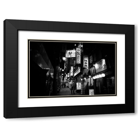 Street Of The World - Tokyo Black Modern Wood Framed Art Print with Double Matting by Takeshi, Tsunoda