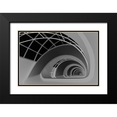 Antwerp-Stairs Black Modern Wood Framed Art Print with Double Matting by Niezen, Jan