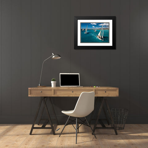 Race Start Black Modern Wood Framed Art Print with Double Matting by Pelissier, Marc