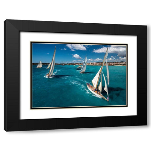 Race Start Black Modern Wood Framed Art Print with Double Matting by Pelissier, Marc