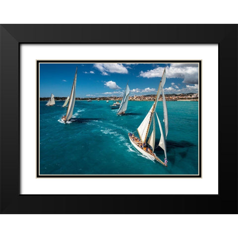 Race Start Black Modern Wood Framed Art Print with Double Matting by Pelissier, Marc