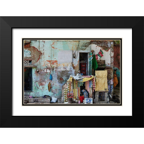 India Black Modern Wood Framed Art Print with Double Matting by Caria, Rui