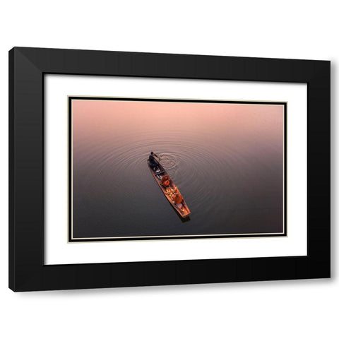 Path Of Light Black Modern Wood Framed Art Print with Double Matting by Rungrojanarak, Nun