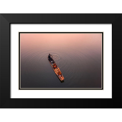 Path Of Light Black Modern Wood Framed Art Print with Double Matting by Rungrojanarak, Nun