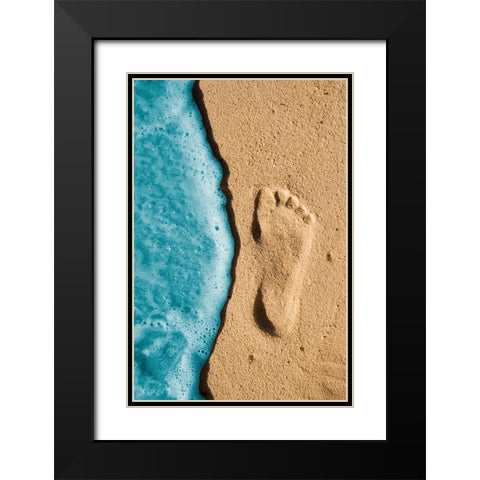 Footprint On Sand Black Modern Wood Framed Art Print with Double Matting by Carlos Gonzalez-Najera, Juan