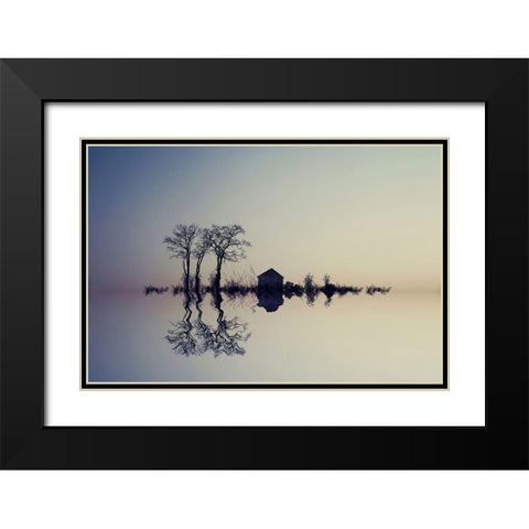 Qin The Horizonq Black Modern Wood Framed Art Print with Double Matting by Azimaie, Asef