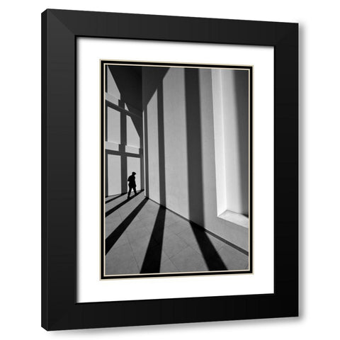 Black Line Black Modern Wood Framed Art Print with Double Matting by Joseph, Florentinus