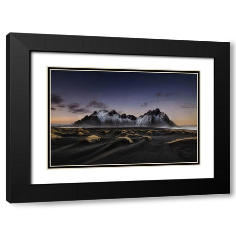 Stokksnes Vi Black Modern Wood Framed Art Print with Double Matting by Pablo De, Juan