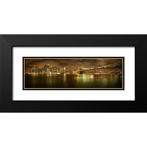 New York Skyline Black Modern Wood Framed Art Print with Double Matting by Pandit, Shubhra