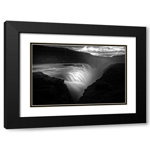 Gullfoss Black Modern Wood Framed Art Print with Double Matting by Buchmann, Oliver