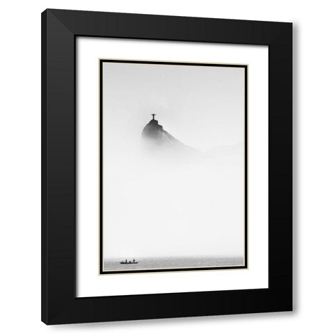 Cristo In The Mist Black Modern Wood Framed Art Print with Double Matting by Cole, Trevor