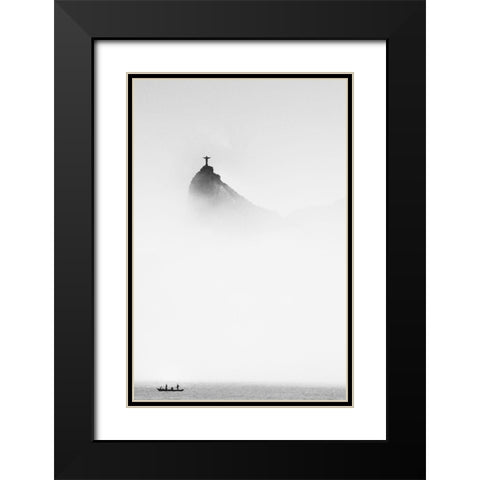 Cristo In The Mist Black Modern Wood Framed Art Print with Double Matting by Cole, Trevor