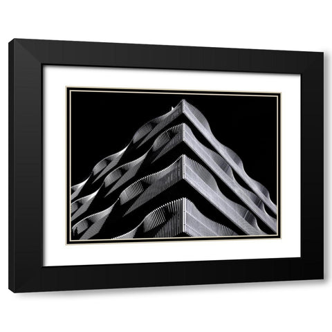 Wave Black Modern Wood Framed Art Print with Double Matting by Van Zaane, Alida