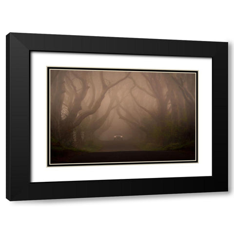 On The Foggy Alley. Black Modern Wood Framed Art Print with Double Matting by Galus, Piotr