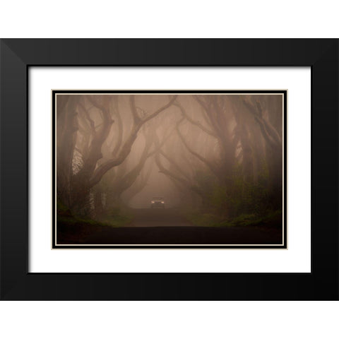On The Foggy Alley. Black Modern Wood Framed Art Print with Double Matting by Galus, Piotr