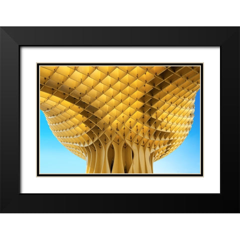 City Parasol Black Modern Wood Framed Art Print with Double Matting by Wride, Linda