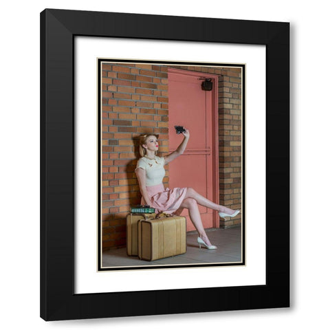 An Old Self Portrait Black Modern Wood Framed Art Print with Double Matting by Woodforth, Kirsten