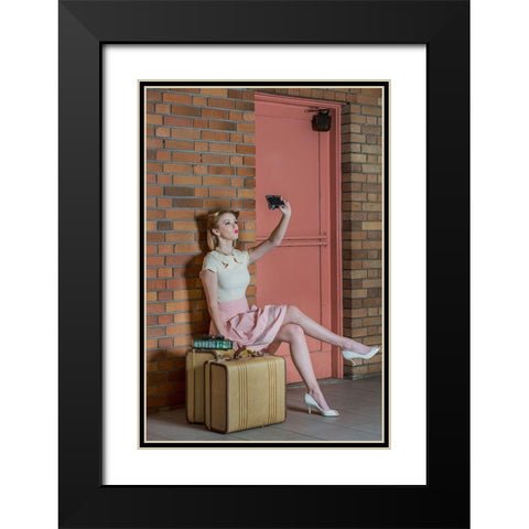 An Old Self Portrait Black Modern Wood Framed Art Print with Double Matting by Woodforth, Kirsten