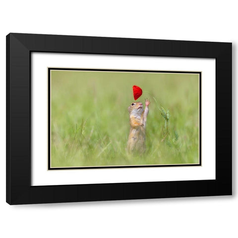 Reaching Out Black Modern Wood Framed Art Print with Double Matting by Spranz, Henrik