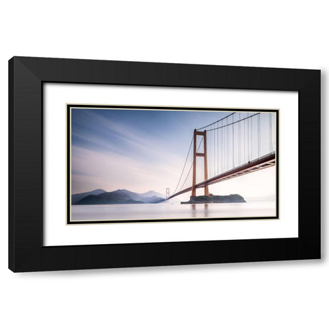 Xihou Bridge A Moon Bay Black Modern Wood Framed Art Print with Double Matting by Ai, Qing