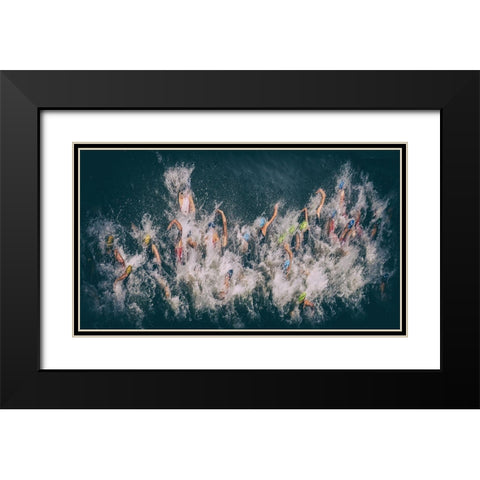 Position Battles Black Modern Wood Framed Art Print with Double Matting by Lenzen, Klaus