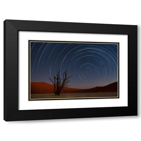 Star Trails Of Namibia Black Modern Wood Framed Art Print with Double Matting by Deakin, Karen