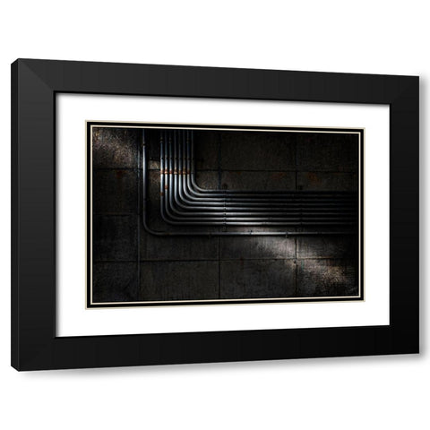 -  U N D E R  T H E  B R O O K L Y N  B R I D G E  - Black Modern Wood Framed Art Print with Double Matting by Schuurmans, Wim