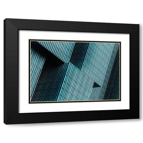 Lines And Angles Black Modern Wood Framed Art Print with Double Matting by Dixon, Colin