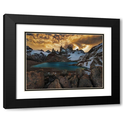 Mount Fitz Roy Black Modern Wood Framed Art Print with Double Matting by Zhang, Yan