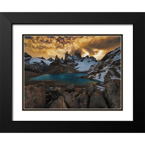 Mount Fitz Roy Black Modern Wood Framed Art Print with Double Matting by Zhang, Yan