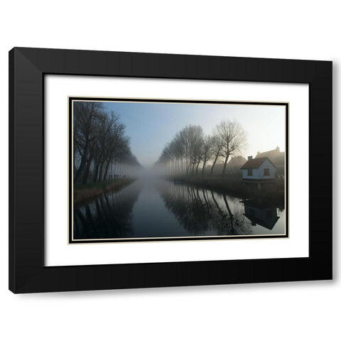 Mist Across The Canal Black Modern Wood Framed Art Print with Double Matting by Wehrmann, Elisabeth